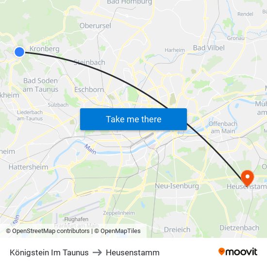 Königstein Im Taunus to Heusenstamm map