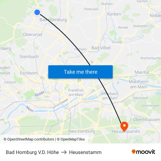 Bad Homburg V.D. Höhe to Heusenstamm map