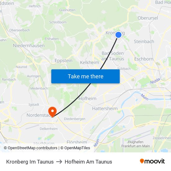 Kronberg Im Taunus to Hofheim Am Taunus map
