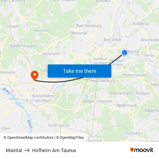 Maintal to Hofheim Am Taunus map