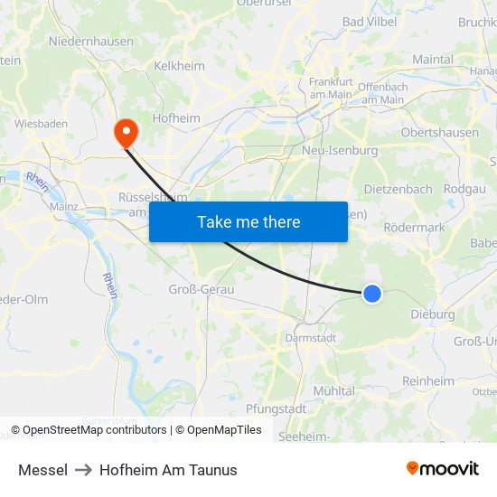 Messel to Hofheim Am Taunus map