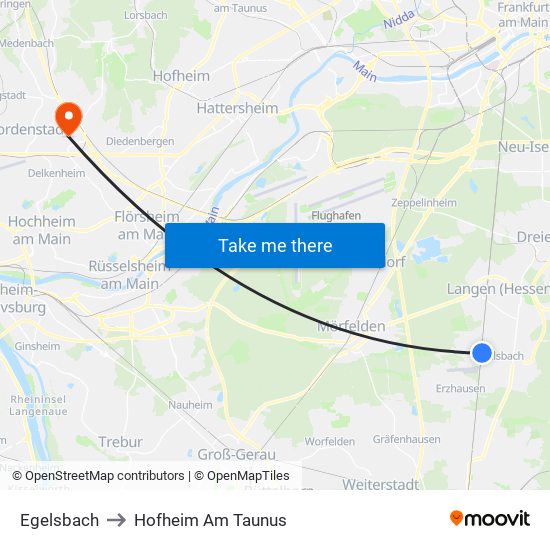 Egelsbach to Hofheim Am Taunus map