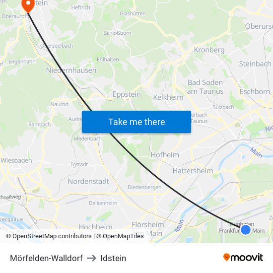 Mörfelden-Walldorf to Idstein map
