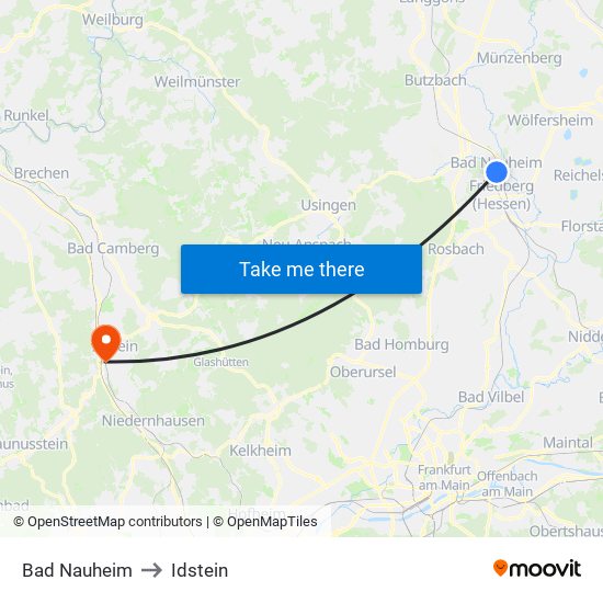 Bad Nauheim to Idstein map
