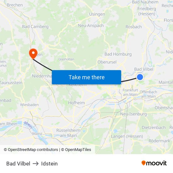 Bad Vilbel to Idstein map