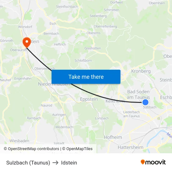 Sulzbach (Taunus) to Idstein map