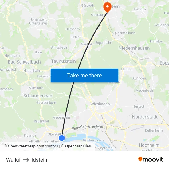 Walluf to Idstein map