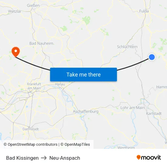 Bad Kissingen to Neu-Anspach map