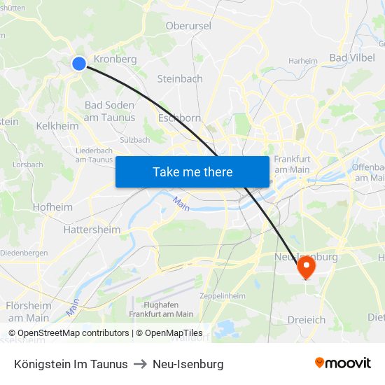 Königstein Im Taunus to Neu-Isenburg map