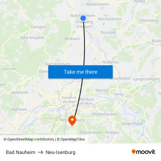 Bad Nauheim to Neu-Isenburg map