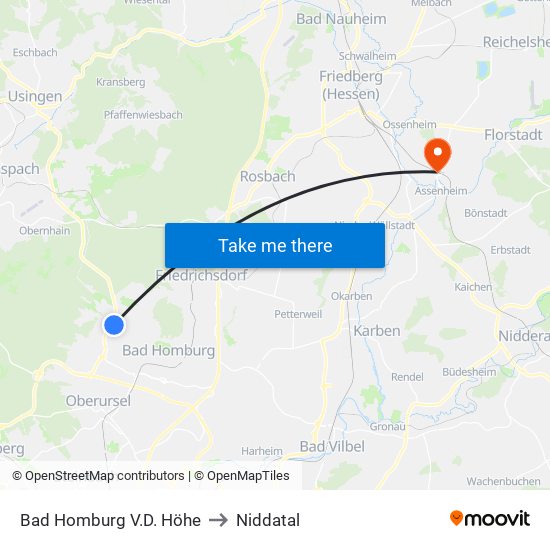 Bad Homburg V.D. Höhe to Niddatal map