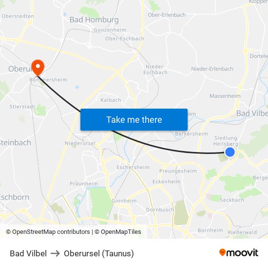 Bad Vilbel to Oberursel (Taunus) map