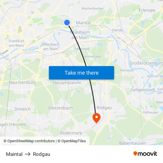 Maintal to Rodgau map