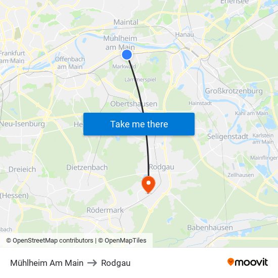 Mühlheim Am Main to Rodgau map