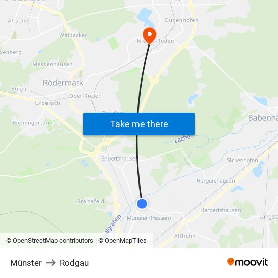 Münster to Rodgau map