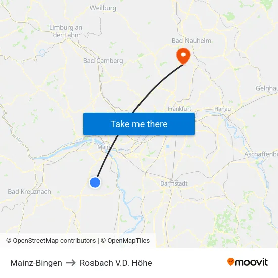 Mainz-Bingen to Rosbach V.D. Höhe map