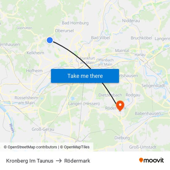 Kronberg Im Taunus to Rödermark map