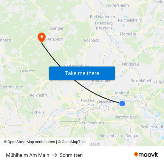 Mühlheim Am Main to Schmitten map