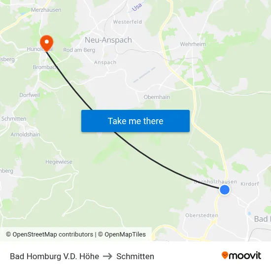 Bad Homburg V.D. Höhe to Schmitten map