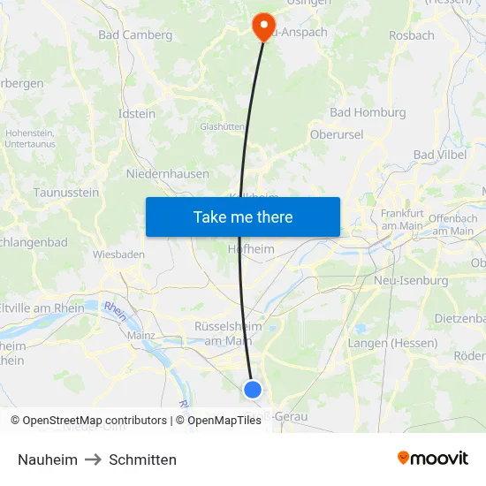 Nauheim to Schmitten map