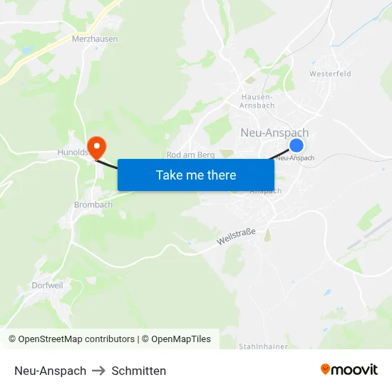 Neu-Anspach to Schmitten map