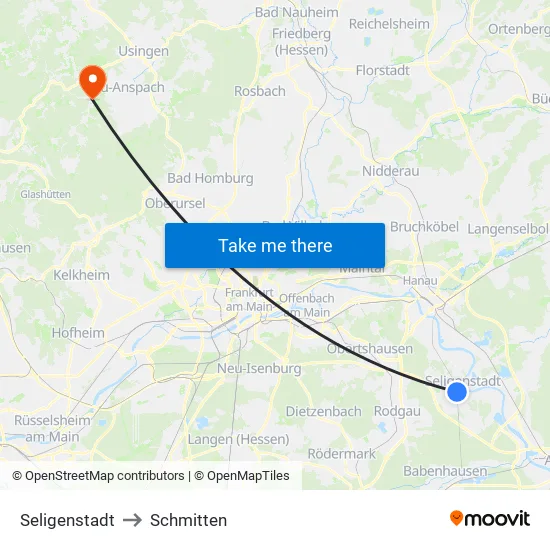 Seligenstadt to Schmitten map