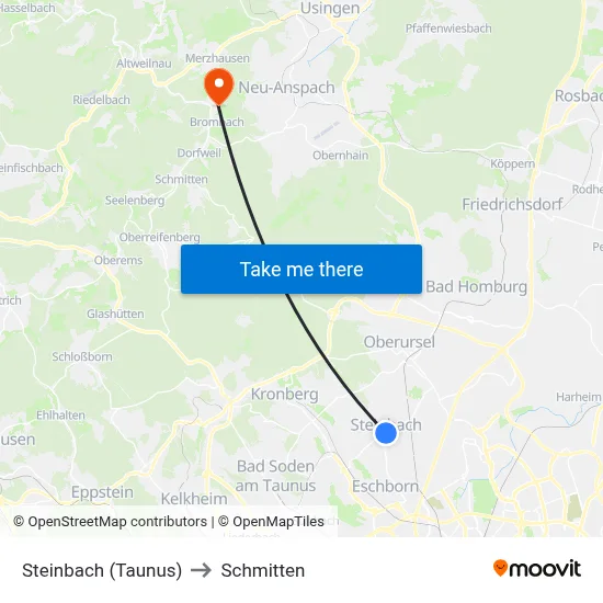 Steinbach (Taunus) to Schmitten map