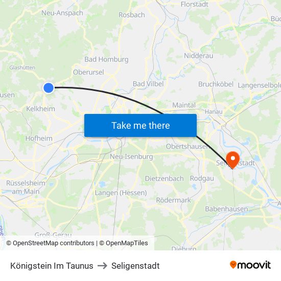 Königstein Im Taunus to Seligenstadt map