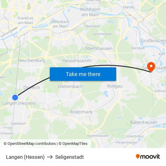 Langen (Hessen) to Seligenstadt map