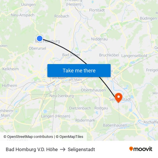 Bad Homburg V.D. Höhe to Seligenstadt map