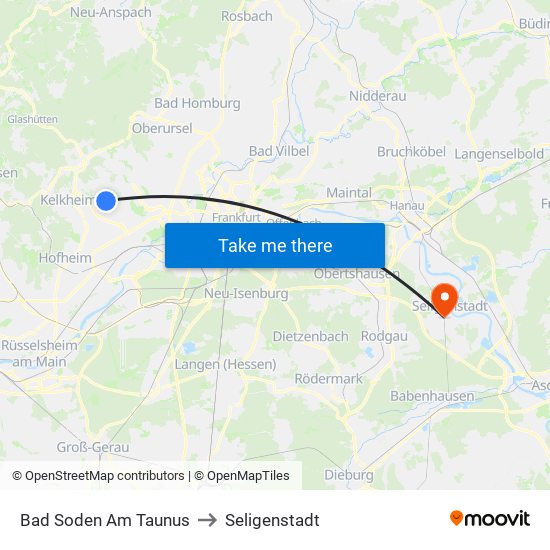 Bad Soden Am Taunus to Seligenstadt map