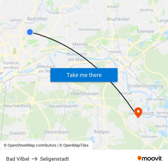 Bad Vilbel to Seligenstadt map