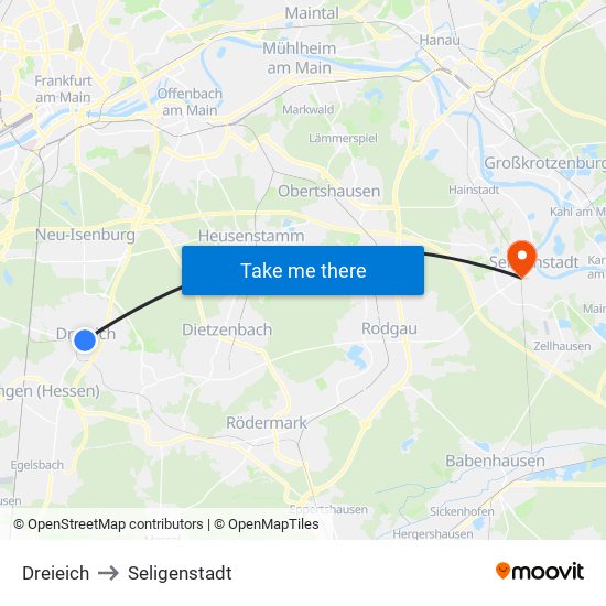 Dreieich to Seligenstadt map