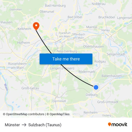 Münster to Sulzbach (Taunus) map