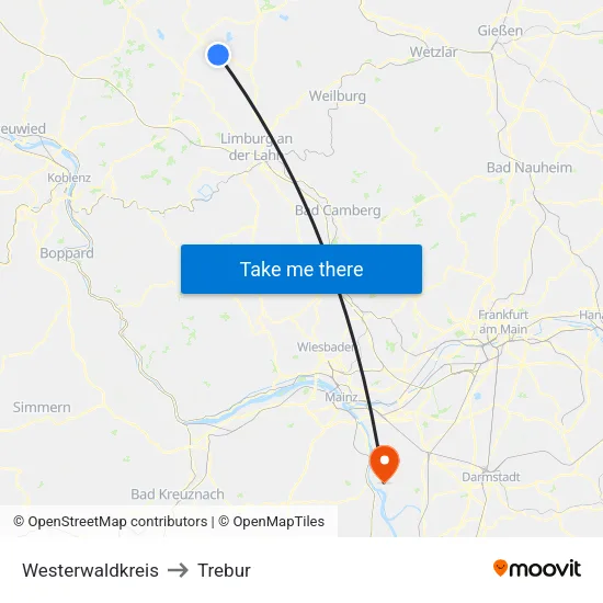Westerwaldkreis to Trebur map
