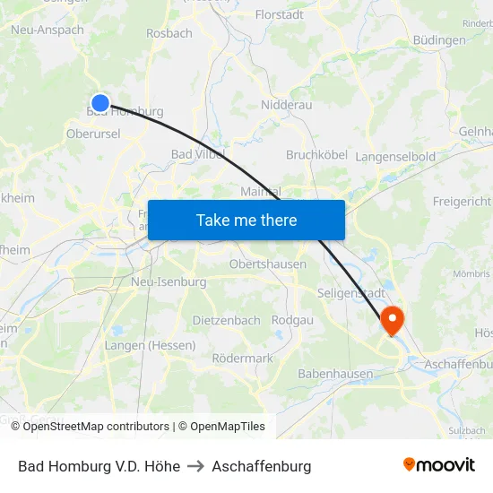 Bad Homburg V.D. Höhe to Aschaffenburg map