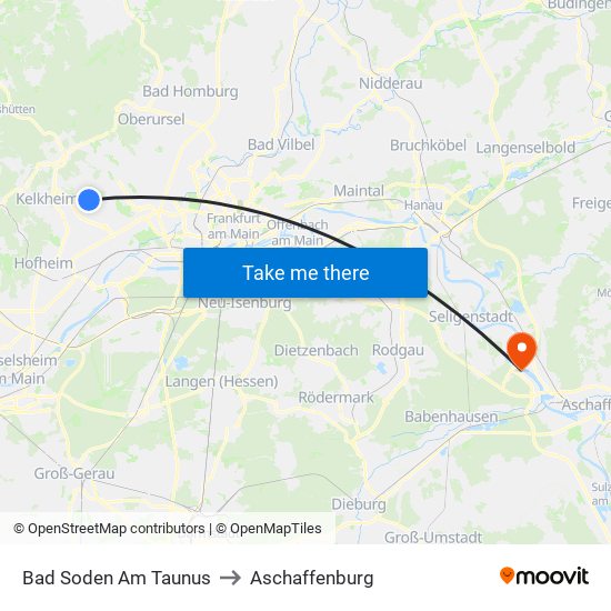 Bad Soden Am Taunus to Aschaffenburg map
