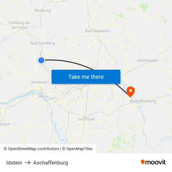Idstein to Aschaffenburg map