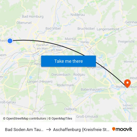 Bad Soden Am Taunus to Aschaffenburg (Kreisfreie Stadt) map