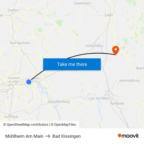 Mühlheim Am Main to Bad Kissingen map