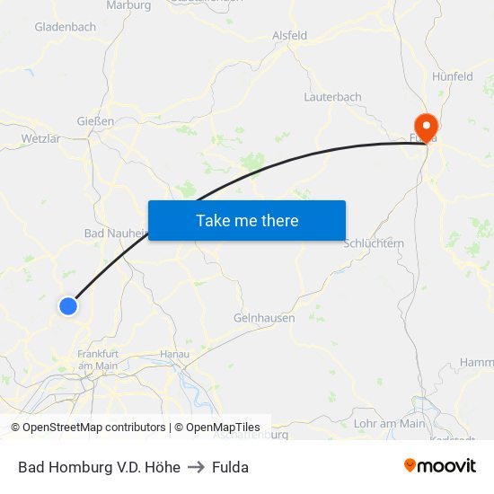 Bad Homburg V.D. Höhe to Fulda map