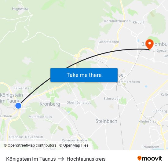 Königstein Im Taunus to Hochtaunuskreis map