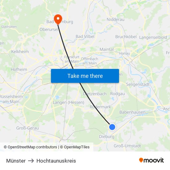Münster to Hochtaunuskreis map
