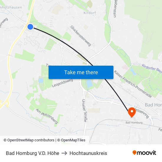 Bad Homburg V.D. Höhe to Hochtaunuskreis map