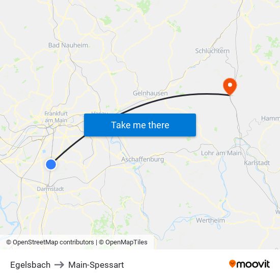 Egelsbach to Main-Spessart map