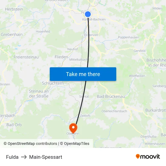 Fulda to Main-Spessart map