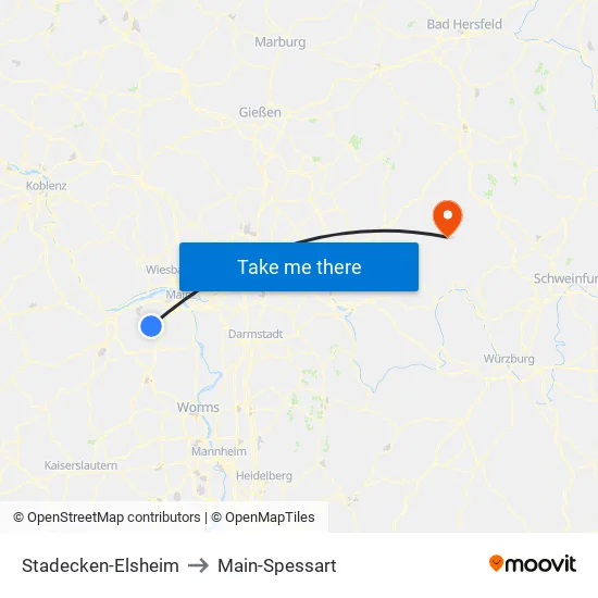 Stadecken-Elsheim to Main-Spessart map