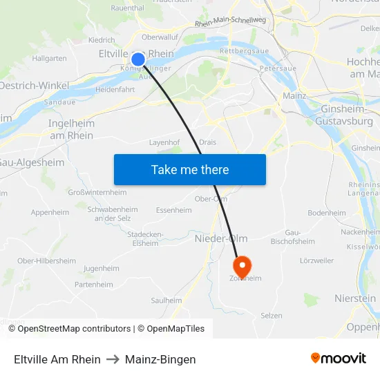 Eltville Am Rhein to Mainz-Bingen map
