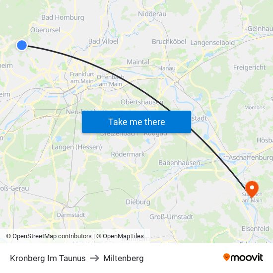 Kronberg Im Taunus to Miltenberg map