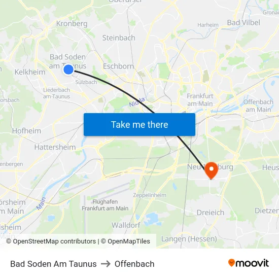 Bad Soden Am Taunus to Offenbach map
